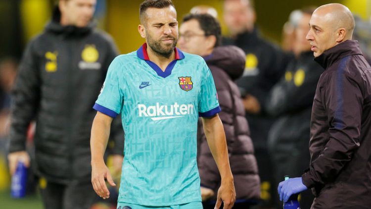Barca defender Alba sidelined with hamstring injury
