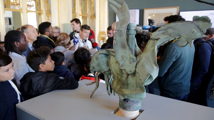 Fire-damaged rooster from Notre-Dame's spire goes on display