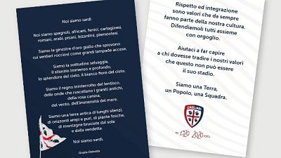 Cagliari-Genoa,volantino contro razzismo Cagliari-Genoa,volantino contro razzismo