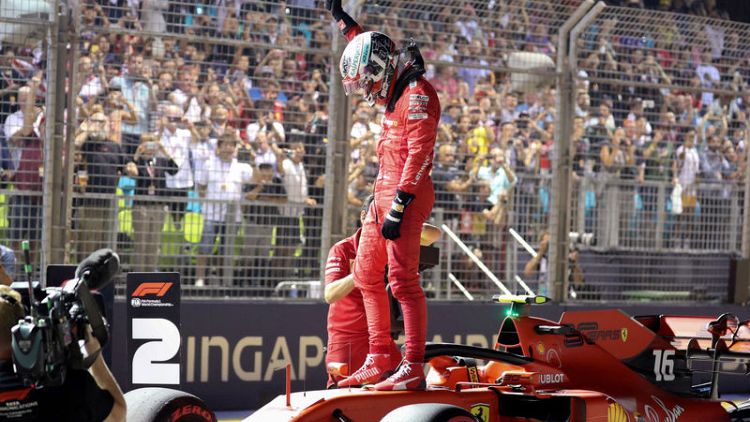 Leclerc stuns with pole hat-trick in Singapore