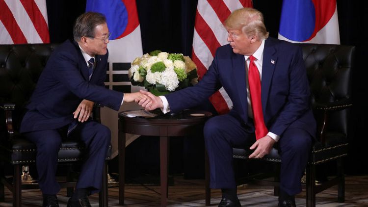 Trump discusses North Korea with South's Moon, asks what a 3rd Kim summit would yield