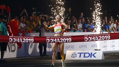 China sweeps podium in women's 20 km race walk