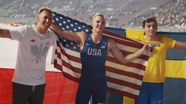 Pole vaulter Kendricks takes second world gold after duel with Duplantis