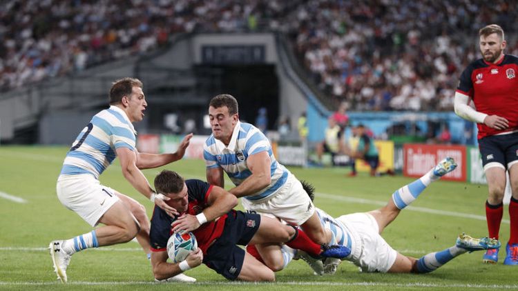 Rugby-England march into quarter-finals as red card cripples Pumas