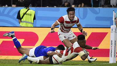 Japan on brink of first World Cup quarter-final with Samoa win Japan on brink of first World Cup quarter-final with Samoa win