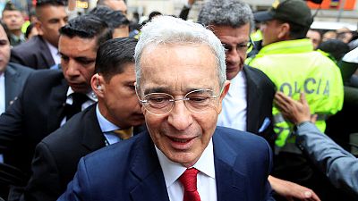 Former Colombian president testifies in witness tampering case Former Colombian president testifies in witness tampering case