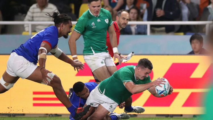 Ireland cruise past Samoa into quarter-finals despite Aki red
