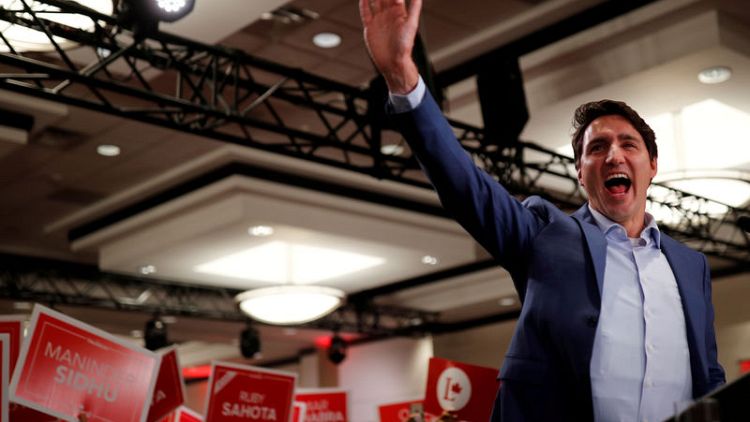 Canada's Trudeau dons bulletproof vest for campaign event, CBC cites threat