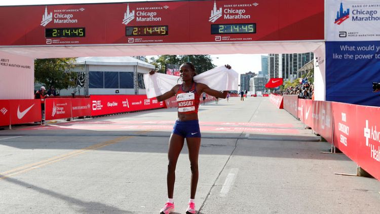 Kosgei shatters world marathon record, Cherono wins men's race