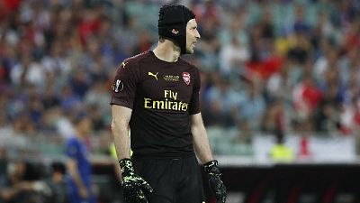 Petr Cech sordisce nell'hockey Petr Cech sordisce nell'hockey