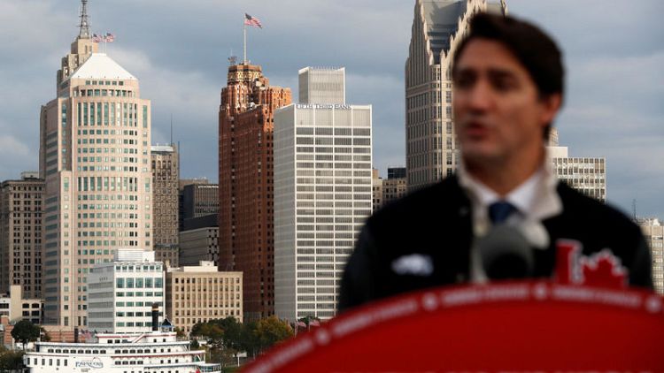 Canada's Trudeau, in tight election fight, says only he can stand up to Trump