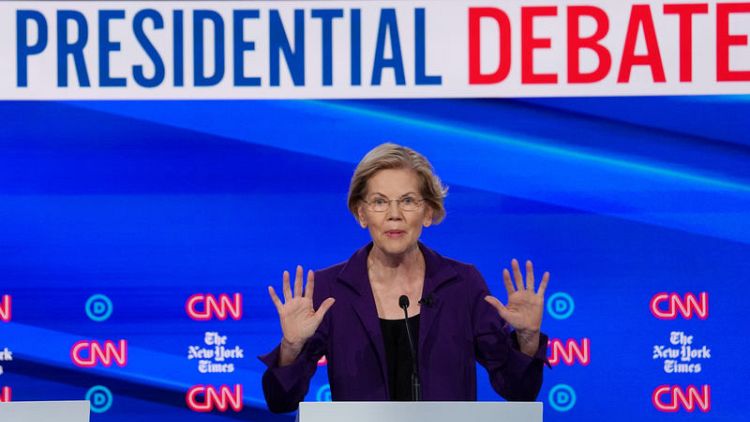 At U.S. Democratic debate, Warren's rise sparks fears about her agenda