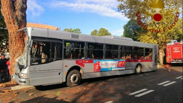 Roma,bus contro albero:29 feriti,9 gravi Roma,bus contro albero:29 feriti,9 gravi
