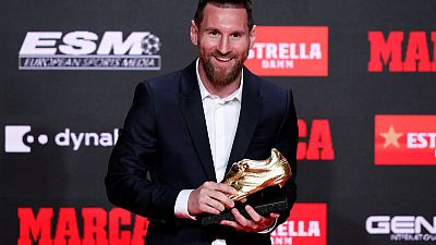 Barca's Messi receives record sixth European Golden Shoe Barca's Messi receives record sixth European Golden Shoe