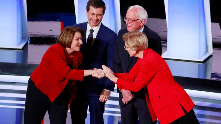 Moderate Democratic candidates' strategy shifts from taking down Biden to attacking Warren