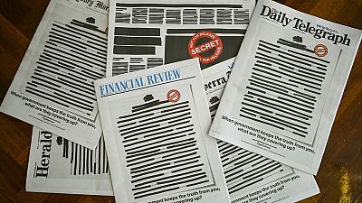 Australian newspapers redact front pages to protest media curbs Australian newspapers redact front pages to protest media curbs