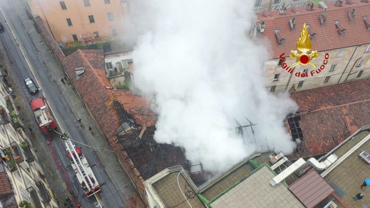 Fire rips through Turin's Cavallerizza Reale royal stables