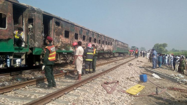 Family of Pakistan train fire victims struggle to identify loved ones