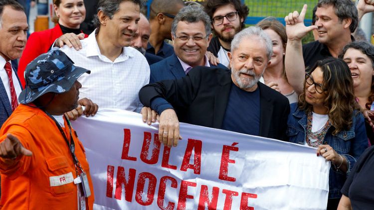 Lula leaves prison, firing up Brazil's left and right
