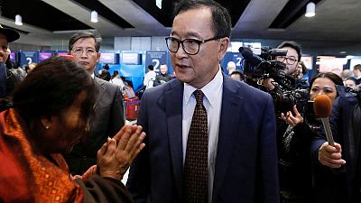 Cambodian opposition figure Sam Rainsy lands in Malaysia