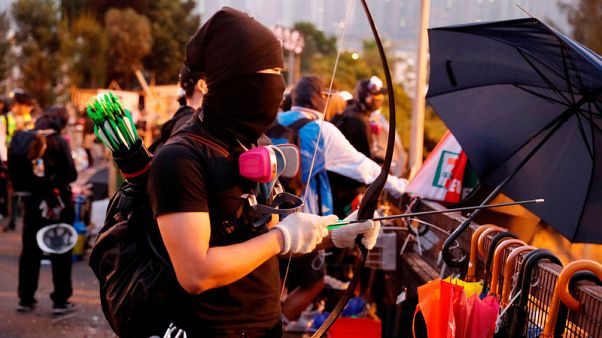 Flaming arrows and petrol bombs: Inside Hong Kong protesters' 'weapons factories' Flaming arrows and petrol bombs: Inside Hong Kong protesters' 'weapons factories'