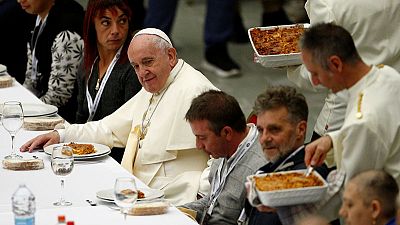 Guess who's coming to lunch? Pope hosts meal for 1,500 needy people Guess who's coming to lunch? Pope hosts meal for 1,500 needy people