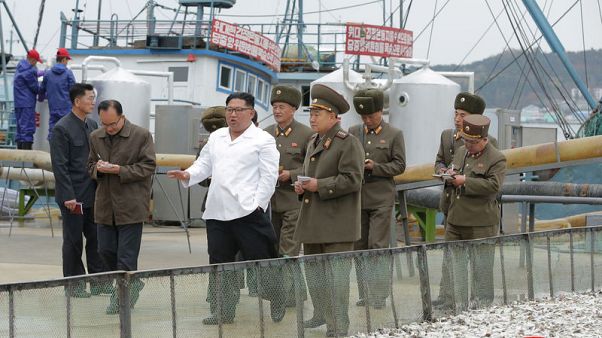 North Korea's Kim pushes economic plan with fisheries visit as officials berate United States North Korea's Kim pushes economic plan with fisheries visit as officials berate United States