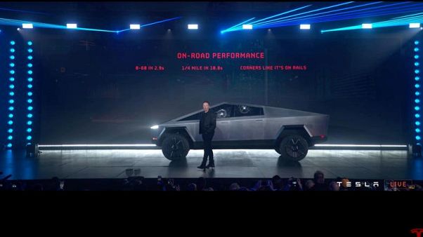 Tesla's electric pickup truck flouts convention with angular design and armoured glass Tesla's electric pickup truck flouts convention with angular design and armoured glass