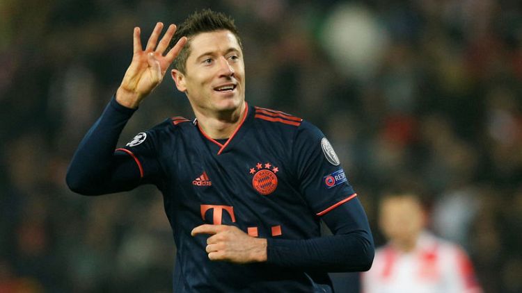 Lewandowski hits four as Bayern crush Red Star