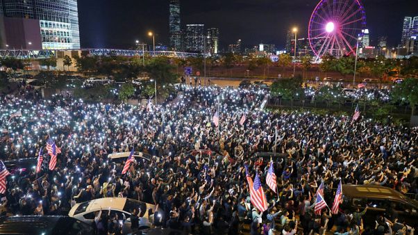 China warns U.S. over Hong Kong law as thousands stage 'Thanksgiving' rally China warns U.S. over Hong Kong law as thousands stage 'Thanksgiving' rally