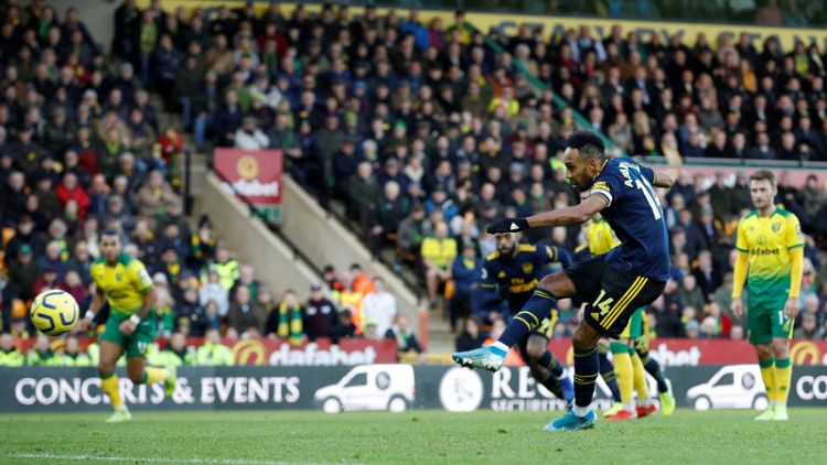 Aubameyang's double earns Arsenal draw at Norwich