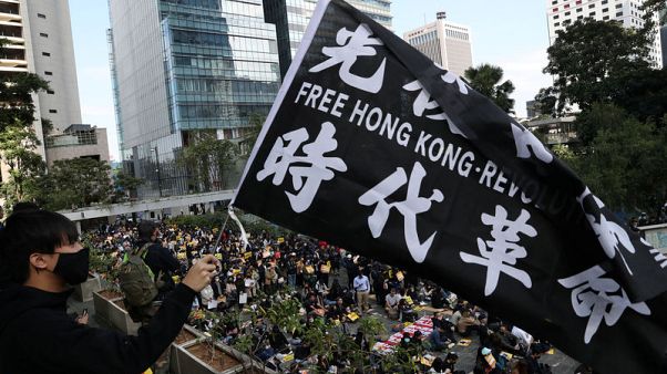 Protests ordered for lunch all week in Hong Kong's business district Protests ordered for lunch all week in Hong Kong's business district
