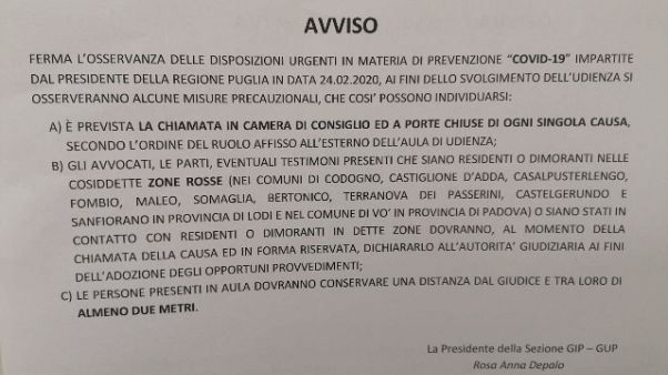 Tribunale Bari,udienze chiuse e distanza Tribunale Bari,udienze chiuse e distanza