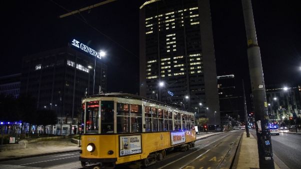 Pirellone si illumina, 'State a casa' Pirellone si illumina, 'State a casa'