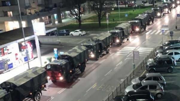 Esercito con le bare lascia Bergamo Esercito con le bare lascia Bergamo