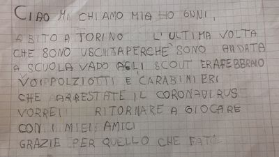Bimba di 6 anni scrive alla polizia,arrestate il coronavirus Bimba di 6 anni scrive alla polizia,arrestate il coronavirus