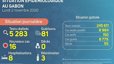Coronavirus - Gabon : Situation Épidémiologique au Gabon (2 novembre 2020)