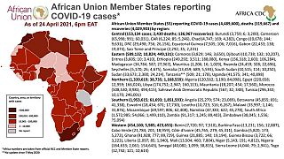Coronavirus: African Union Member States reporting COVID-19 cases as of 24 April 2021, 6 pm EAT