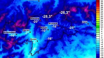 -26,3 gradi a Predoi in valle Aurina -26,3 gradi a Predoi in valle Aurina