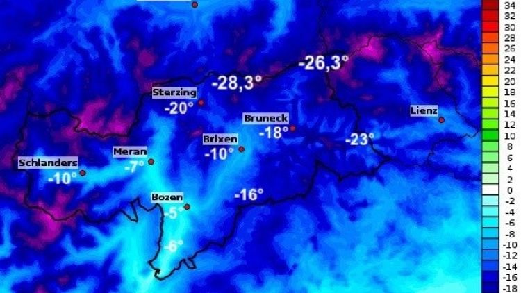 -26,3 gradi a Predoi in valle Aurina