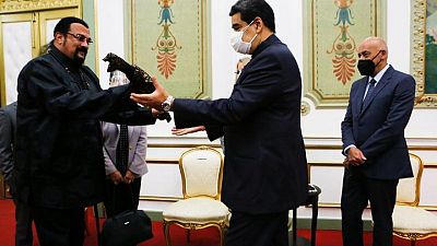 Venezuela's Maduro receives samurai sword gift from actor Steven Seagal