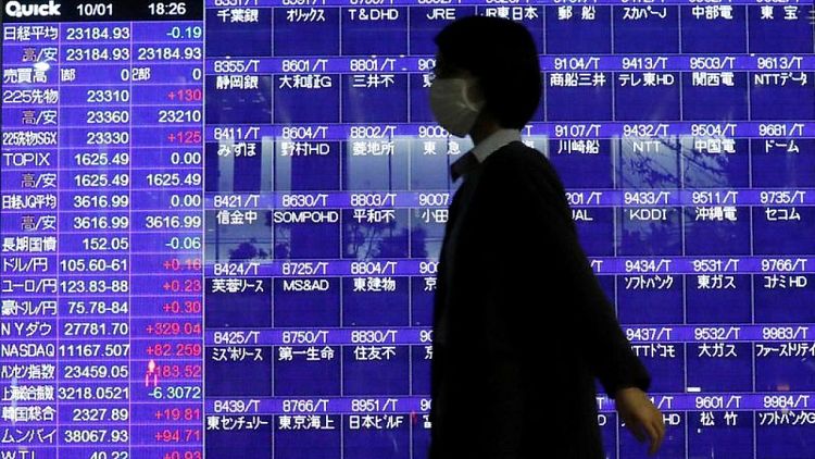 Asian shares jump on hopes for low rates, oil up on cyber attack