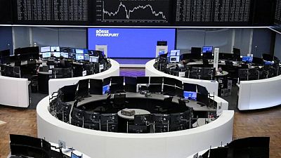 European shares linger near record levels, airlines rise