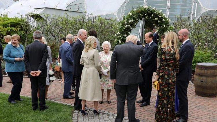 Britain's Queen Elizabeth hosts Biden at G7 reception