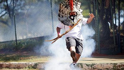 Police tear gas indigenous protest for land rights in Brazil Police tear gas indigenous protest for land rights in Brazil