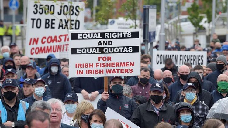 Irish fishermen take trawlers to central Dublin in Brexit protest