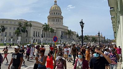Thousands of protesters take to the streets in Cuba Thousands of protesters take to the streets in Cuba