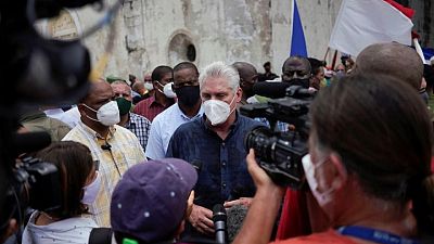 Cuba's president blames discontent on U.S. sanctions Cuba's president blames discontent on U.S. sanctions
