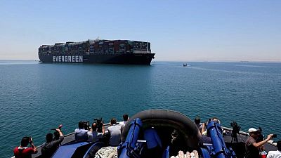 Ever Given container ship leaves Egyptian waters - source Ever Given container ship leaves Egyptian waters - source