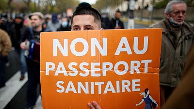 French police quell protest against COVID health passport rules French police quell protest against COVID health passport rules